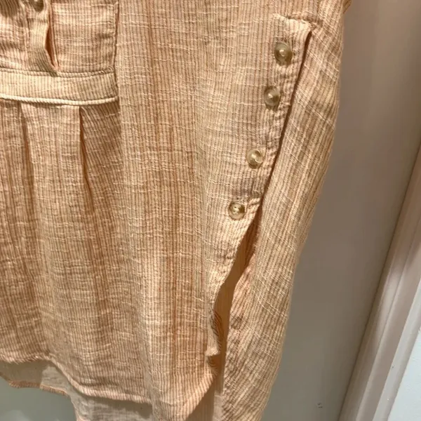 Anthropologie V-Neck Popover Cotton Long Sleeve Shirt in Orange Sz S - Image 11