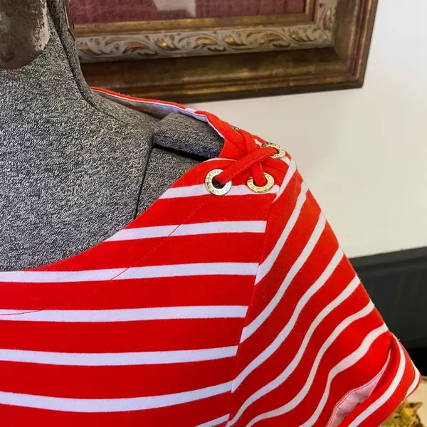 Tommy Bahama Jovanna Orange Stripe Lace-Up Shoulder Knit Dress Sz S 💚🎀 - Image 8