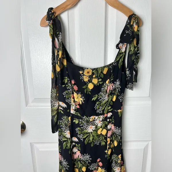 Reformation Twilight Tie Bow Sleeveless Midi Dress Sicilia Black Floral 0 - Image 5