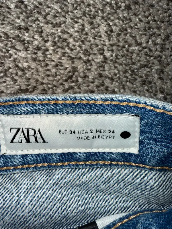 Zara Straight Leg Blue Denim Jeans Size 2 - Image 4