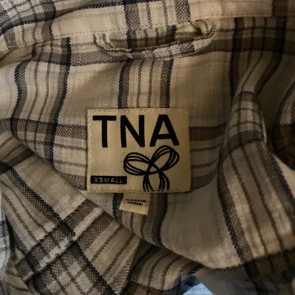 TNA Plaid Cotton‎ Shirt White Size XS - Image 7