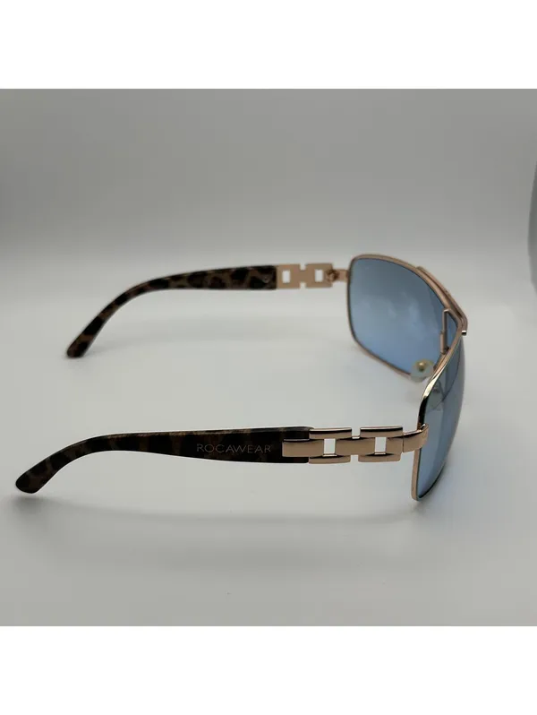 Rocawear Shield Sunglasses Blue Lenses Tortoise Arms - Image 9