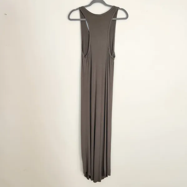 Splendid Olive Green Ribbed knit Sleeveless Fitted Maxi Dress Size Large - Image 3