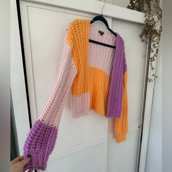 Wild Fable • Women’s Size S Color Block Chunky Knit Cardigan • Colorful • Neon - Image 3
