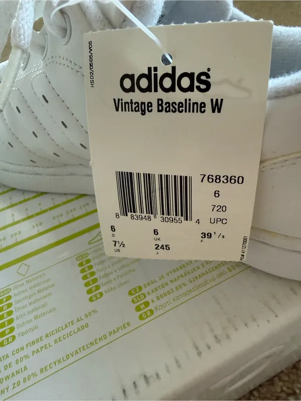 Adidas Vintage Baseline W White Leather Low Top Premium Classic Tennis Sneakers - Image 7