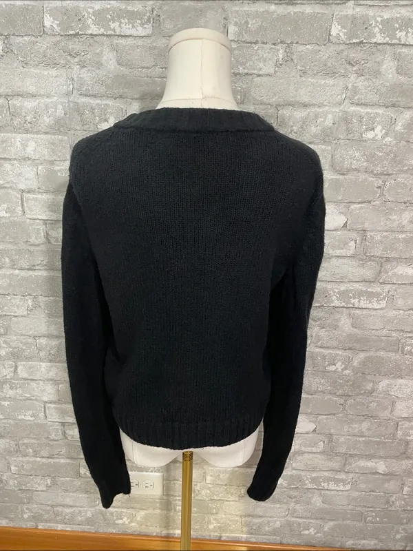 GAP Black Button-Front Cashsoft Crew Cardigan Sweater - Image 3