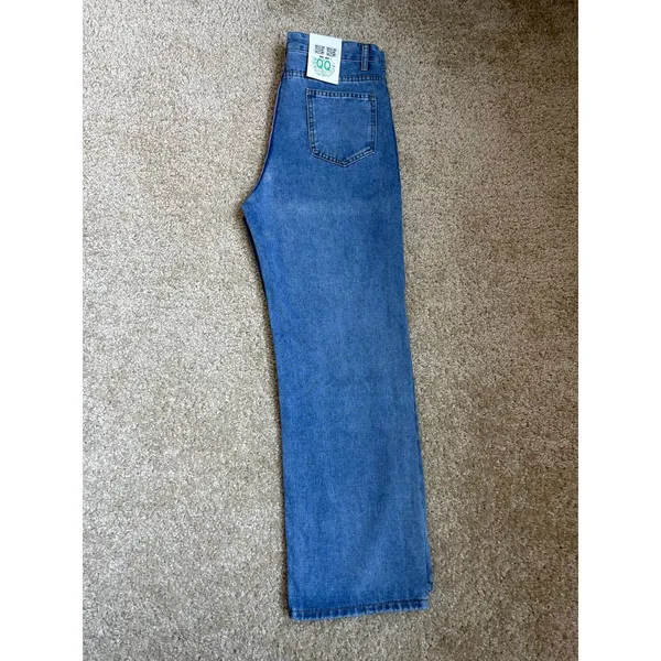 NWT‎ Women Straight Leg Jeans Blue Denim Pants Gold Pocket Detail fit Size S - Image 5