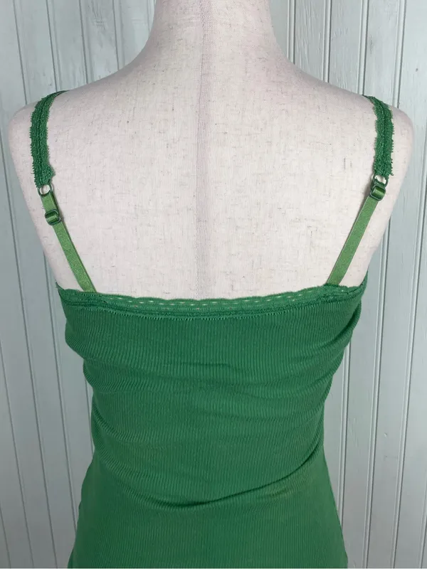 Vintage Y2K Aeropostale Beaded Lace Cami Tank Top Size Small Green Fairycore - Image 8