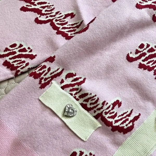 $399 NWT Karl Lagerfeld Pink Logo Cropped Cardigan Crystal Buttons Wool Blend - Image 8
