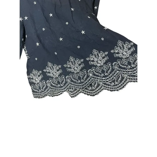 American Eagle Black Embroidered Flowy Blouse‎ Size S - Image 9