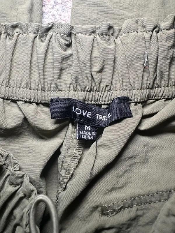 Love Tree Women's Olive Green Cargo Pants Size M Elastic Waist Drawstring - Image 2