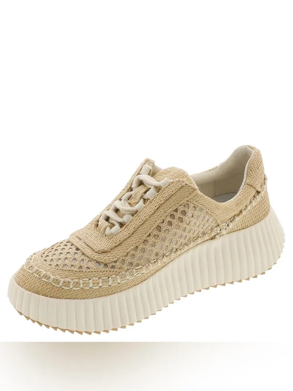 Dolce Vita Womens Dannis Platform Sneakers Shoes Beige Knit Lace Up Size 8.5 - Image 2