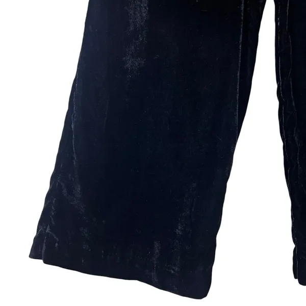 Anthropologie‎ Velvet Solid Wide Leg Pants Black Goth Elegant Size 4 - Image 4