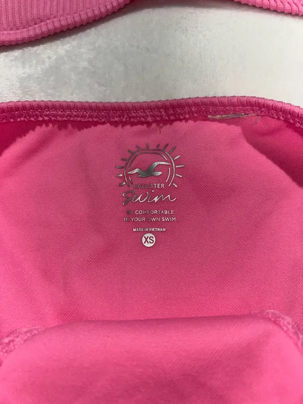 Hollister Pink Ribbed Swim Bikini Set - Image 4