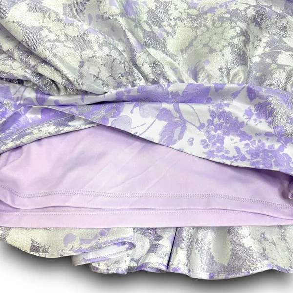 ASOS LUXE Ruffle One Shoulder Jacquard Mini Dress Purple Silver 6 Runs Small - Image 6
