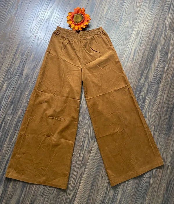 Coco Bianco Brown Wide Leg Corduroy Elastic Banded Pants | SMALL - Image 2