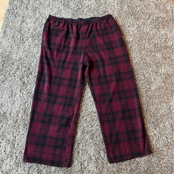 NWOT SKIMS Unisex Fleece Flannel Sleep pants Medium in Wine Plaid 4x - Image 4