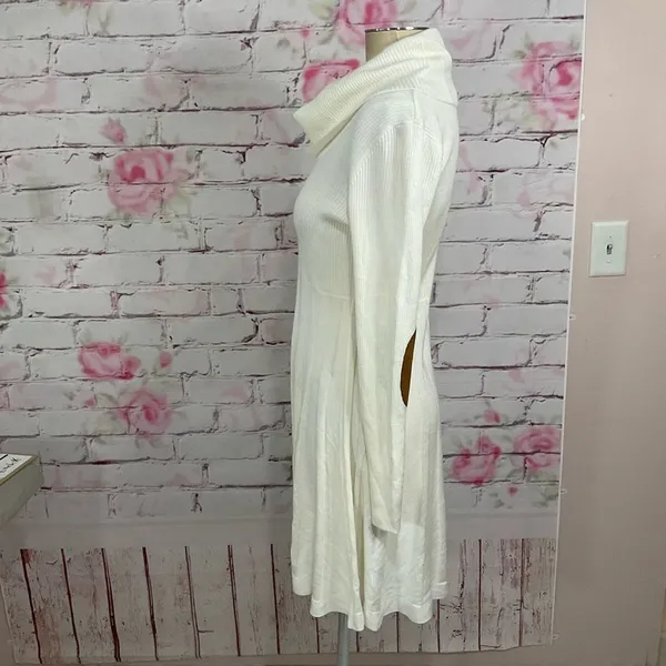Calvin Klein white cowl neck elbow pad sweater dress - Image 7