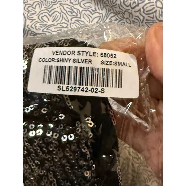NWT Lulus SZ Small Once in a Lifetime Silver Sequin Off-the-Shoulder Mini Dress - Image 4