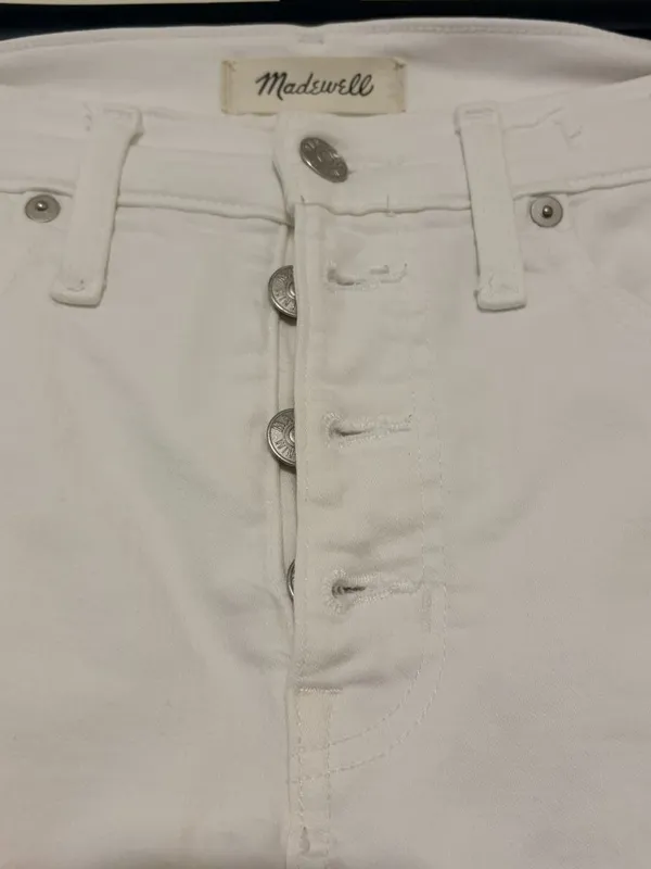 Madewell White Denim 9" Mid-Rise Skinny Capri Crop Jeans Button Fly 27 Waist - Image 2