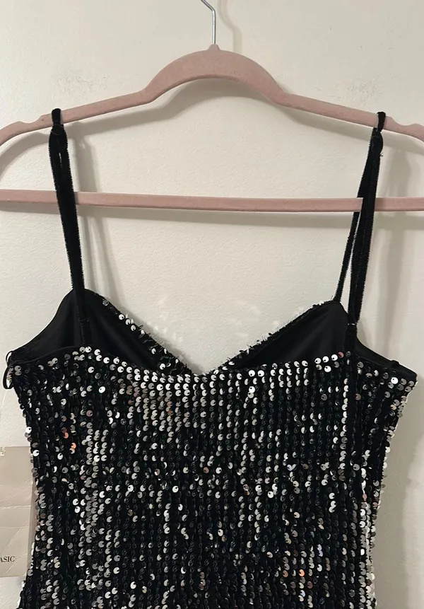 ZARA Black Sequin Mini Dress - Image 7