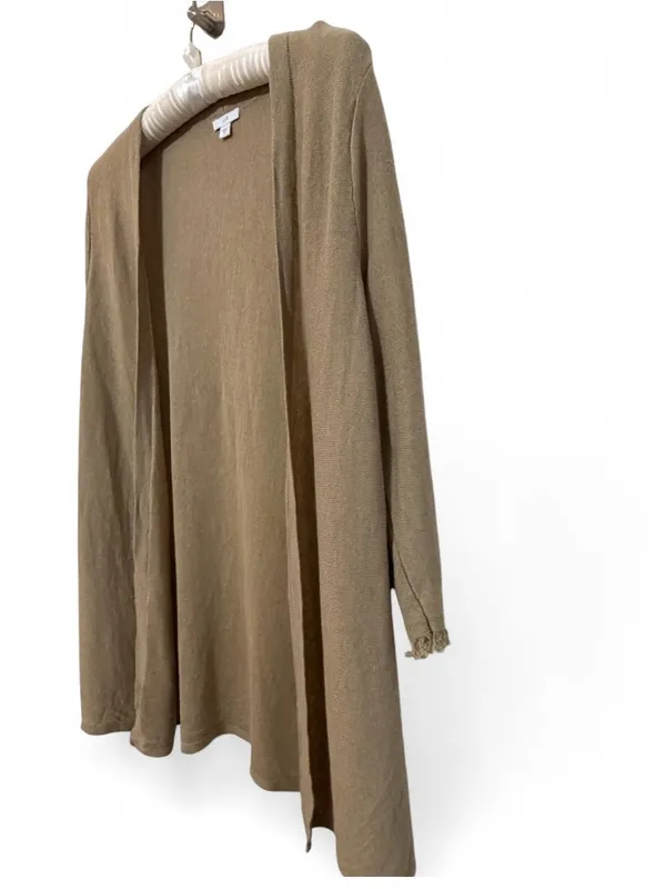 J.Jill Women’s Linen Blend Open Front Cardigan with Fringe Cuffs Size Medium - Image 9