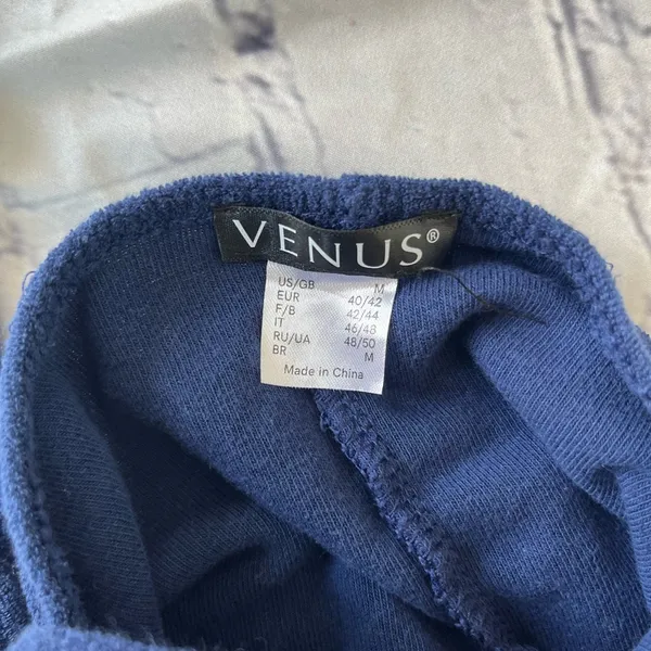 Venus Lingerie Mini Slip Dress Deep Navy Blue V-Neck M 90s Y2K Spaghetti Strap - Image 12