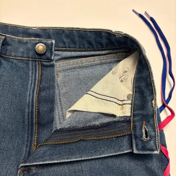 Wrangler Lace Up Jeans Womens 8 Blue Pink Ribbon High Rise Straight Leg USA 0372 - Image 8
