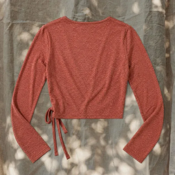 Forever 21 Heathered Burnt Orange Wrap Long Sleeve - Image 2