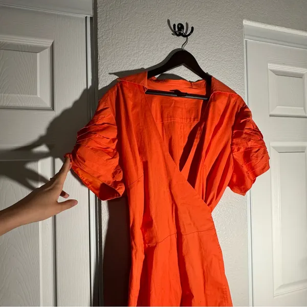 Ashley Stewart • Wrap Midi Dress • Orange • Size 18 • 97% Cotton • Plus size - Image 9