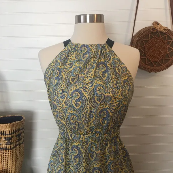 Antonio Melani Liberty Olivia Cotton Yellow Blue Paisley Midi Dress - Image 4