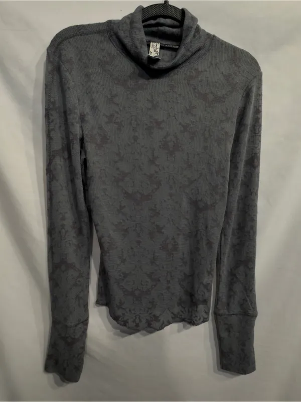Free People Intimately You and I Gray/black Long Sleeve Turtleneck Top Small NEW - Image 8