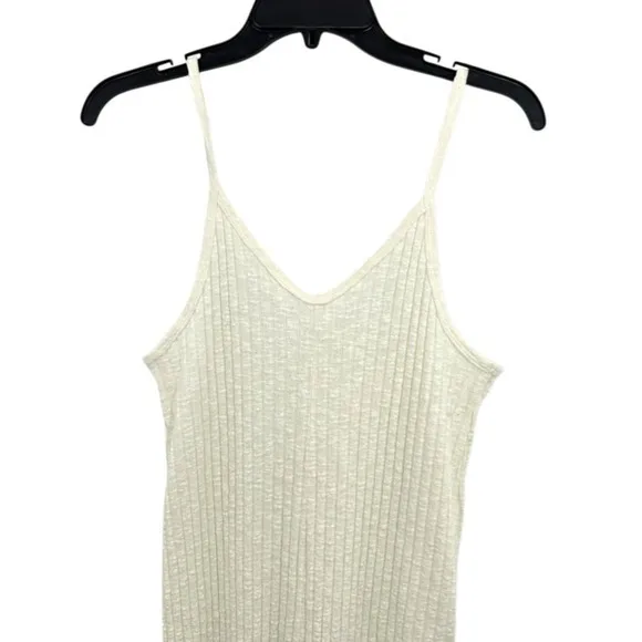 Roxy Ribbed Romper Cream Sleeveless V-Neck‎ Adjustable Straps Beach Casual Small - Image 2