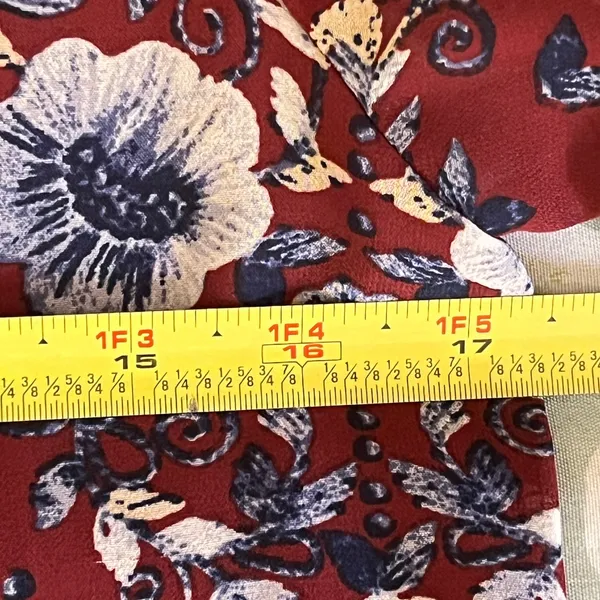 WAYF Women’s Burgundy Red Floral Tie V-Neck‎ Balloon Sleeve Blouse Size XS - Image 6