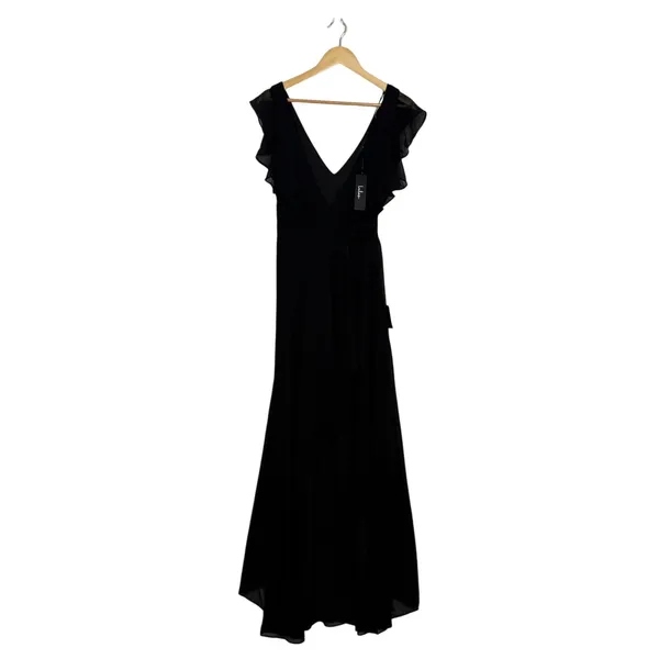 Lulus Ravishing Charm Maxi Dress Size Small‎ Black Ruffled Wrap High Low NWT - Image 4