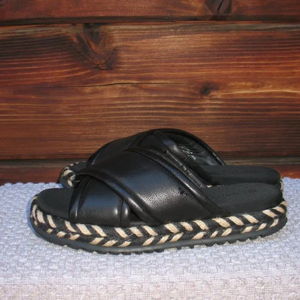 Tory Burch Leather CRISSCROSS ESPADRILLE SLIDE - Image 3