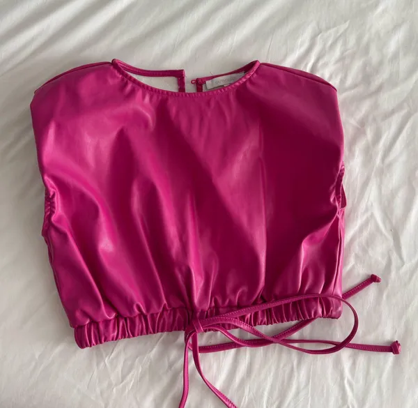 Pink Faux Leather Top - Image 2