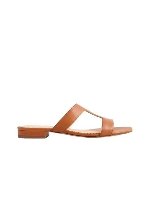 J. Crew Leather Hazel Cutout Flat Sandals Rich Oak Size 8 retail $138 - Image 3