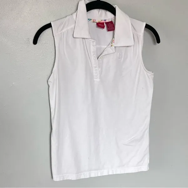 Y2K Sleeveless V-neck Collar Cotton Golf Athletic Tank Too XS Small - Image 5