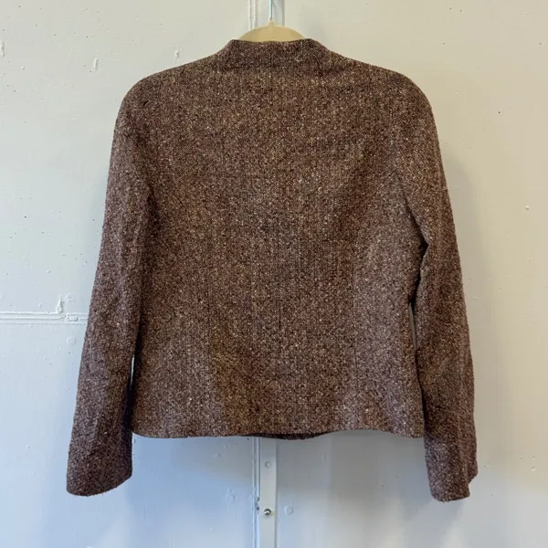 Vintage Philippe Adec Paris Wool Tweed Blazer Jacket Brown Burgundy Size 12 - Image 2