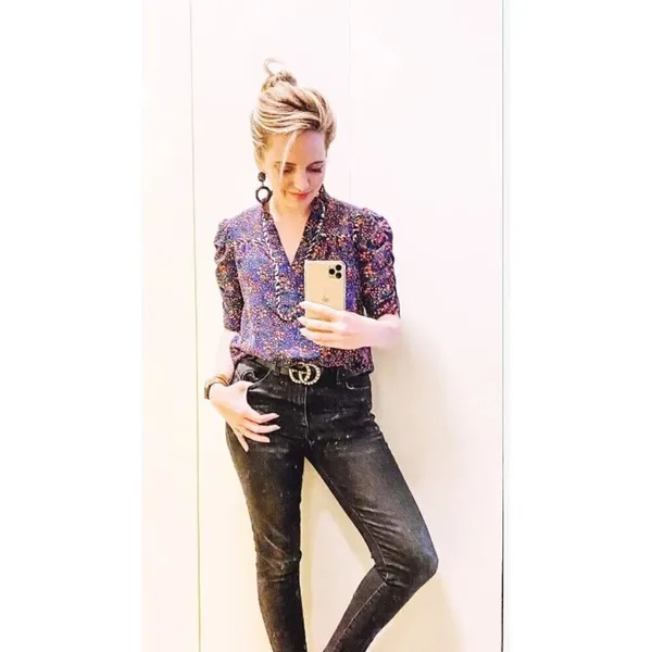 Nanette Lepore Ditsy Daze Top in Blue 4 Womens Silk Floral Blouse - Image 12