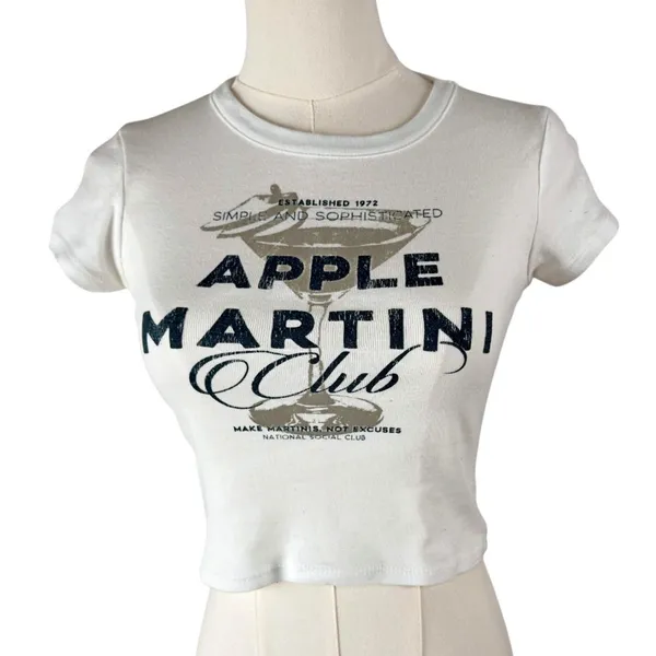 Altar'd State Apple Martini Baby Tee Shirt 100% Cotton Y2K Microtee - Image 3