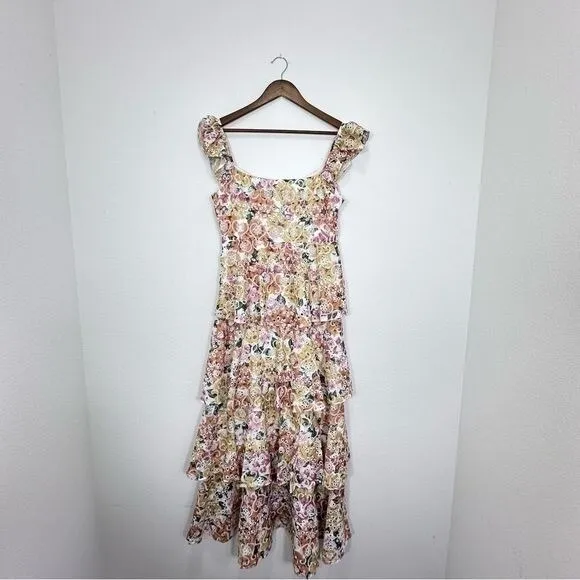 En Saison Pastel Eyelet Midi Dress Ruffle Sleeve Light‎ Pastel Yellow NWT - Image 12