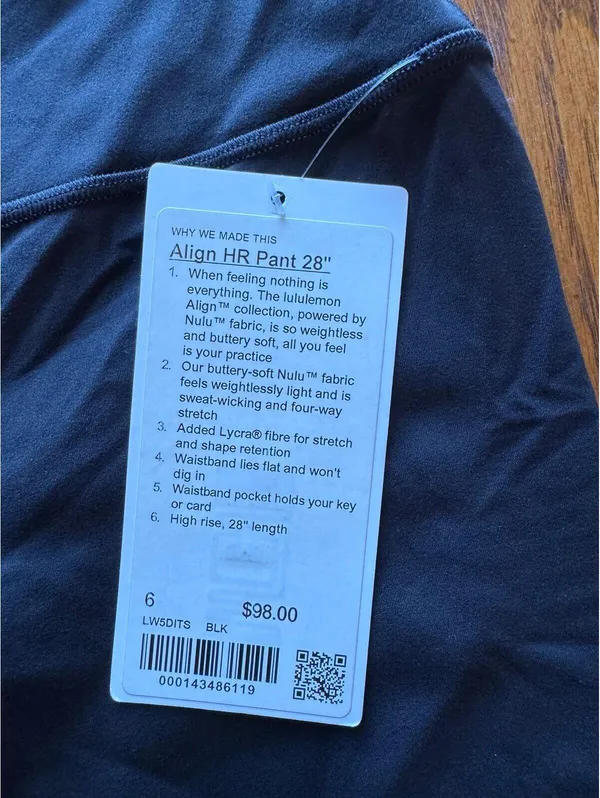 Lululemon Align High Rise 28” Black Size 6 NWT - Image 4