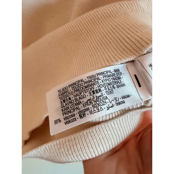 Zara Sweater Womens Small Cream Balloon Sleeve Cropped Ribbed‎ Knit Pullover - Image 8