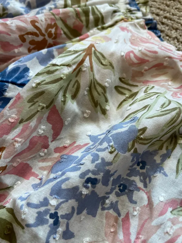 Billabong Floral Puff Sleeve Crop Top Medium - Image 2