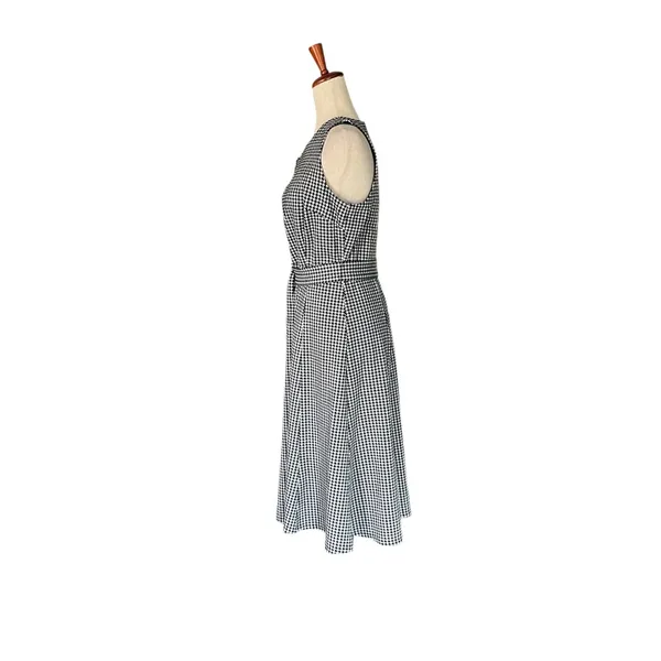 Anne Klein Belted Monochrome Houndstooth Sheath Dress - Image 8
