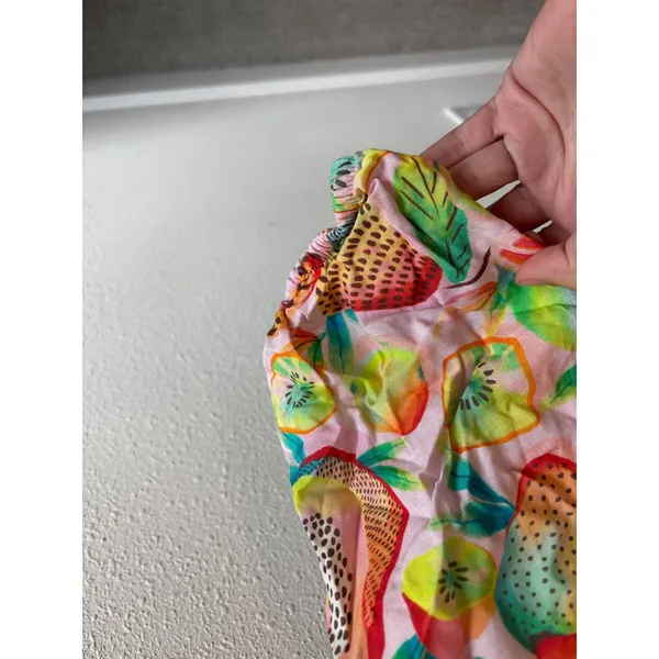 NWT Farm Rio Anthropologie Wrap Top XL Multi Tropical Fruit Beaded Tassel Summer - Image 11
