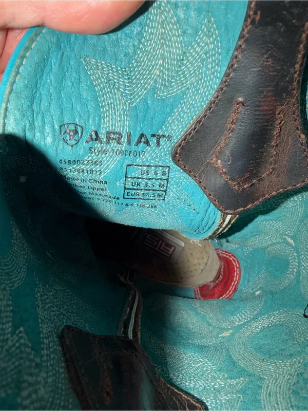 Ariat Tombstone Sassy Brown/Turquoise Stitch Square Toe Cowboy Boot 6 - Image 6