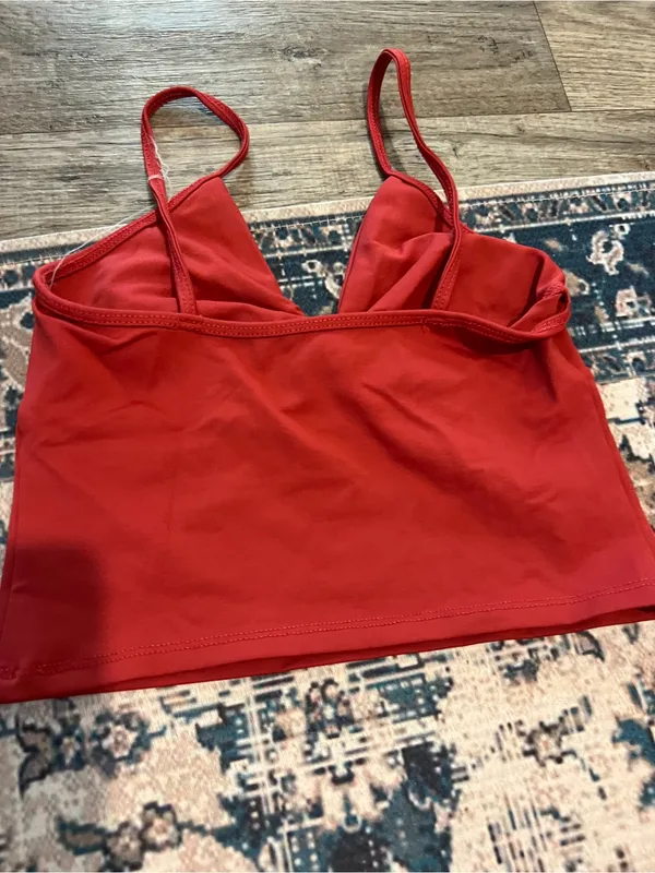 Abercrombie Twist Front Spaghetti Strap Crop Top - Rustic Red - Image 9